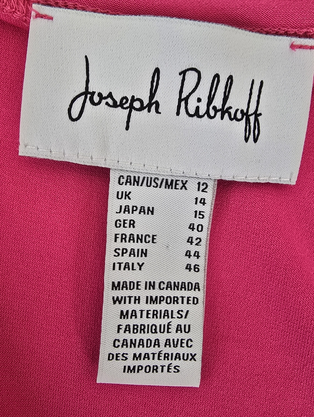 Joseph Ribkoff Dazzle Pink Asymmetrical Tunic Top 3/4 Sleeve 12 Stretch Flowy - Picture 9 of 10